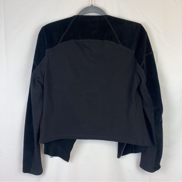 Blank NYC Black Leather Suede Asymmetrical Zip Moto Biker Jacket - Picture 6 of 14